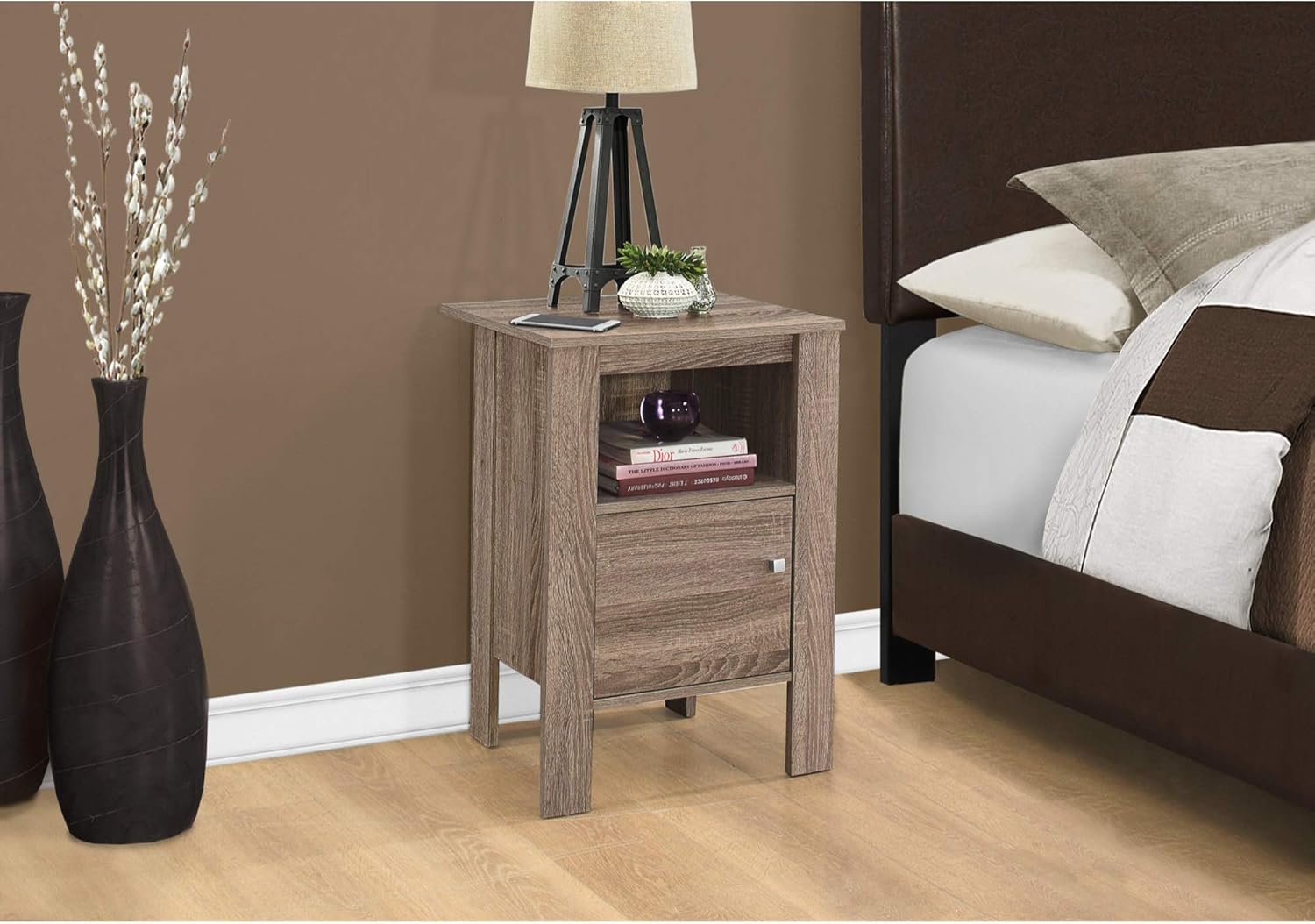 Ergode Accent Table - Dark Taupe Night Stand with Storage
