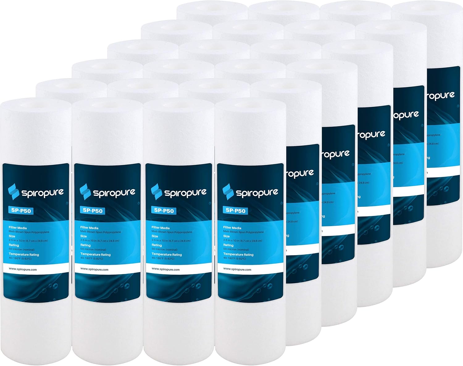 SpiroPure Replacement for P5 155014-43 SDC-25-1005 10x2.5 Polypropylene 5 Micron Sediment Filter (24 Pack) Pack of 2