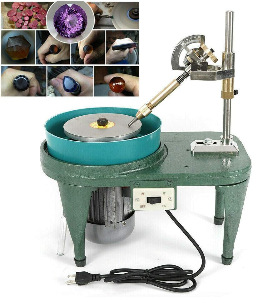Gem Faceting Machine 110V 180W Professional Jewel Angle Polisher Jewelry Rock Bench Polishing grinding machine Bench Lathe Polisher Tools 2800r/min (Polishing Disc's Diameter: 6 Inch)