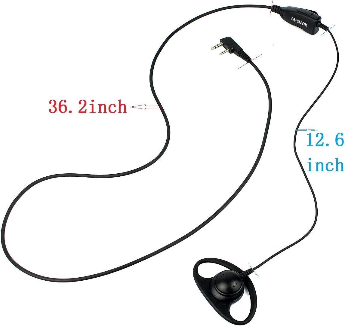 Case of 10,Retevis Walkie Talkies Earpiece with Mic 2 Pin D-Type Headset for Baofeng UV-5R BF-888S Retevis H-777 RT22 RT27 RT-5R Kenwood 2 Way Radios(10 Pack) Pack of 2