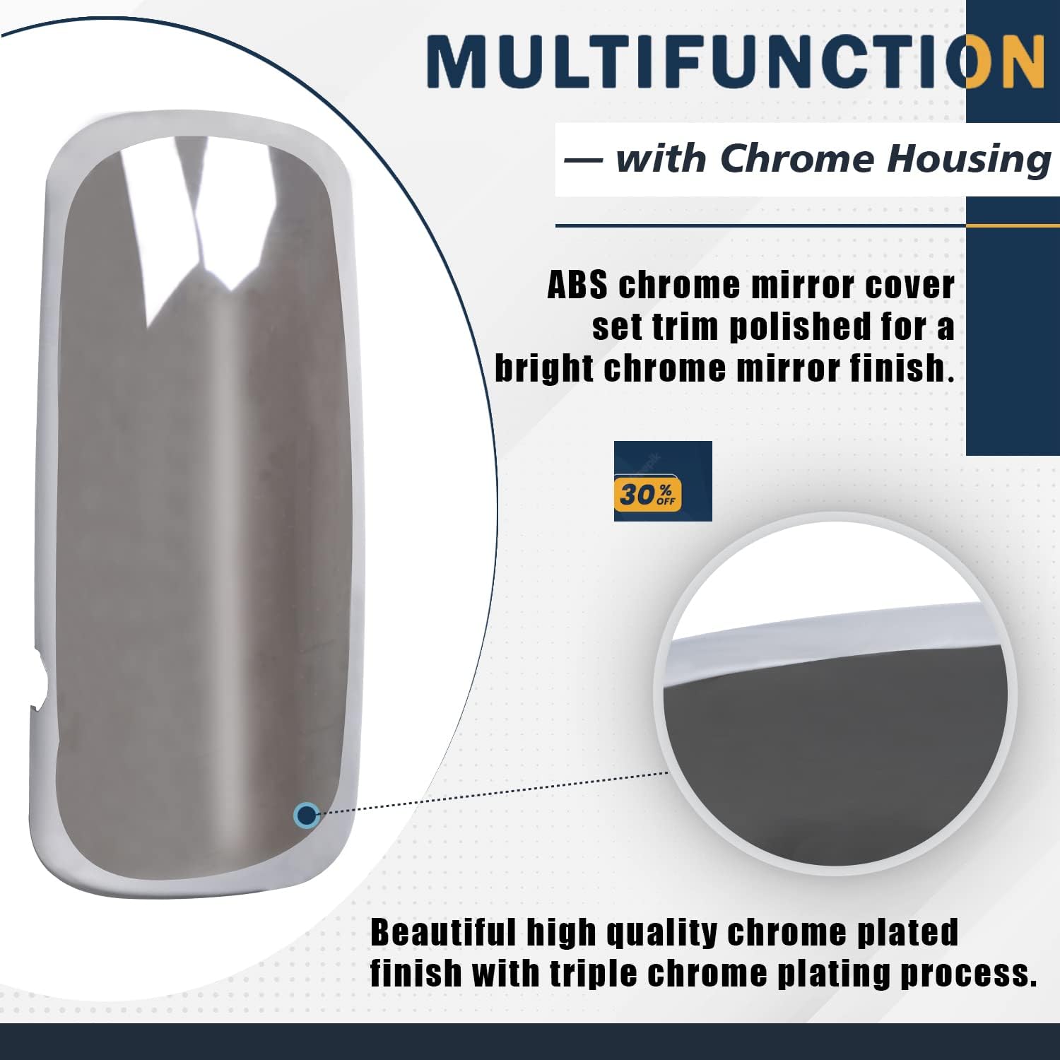 AUTOINTL Chrome Door Mirror Cover Pair Set for Kenworth T660 T600 Left/Driver Side & Right/Passenger Side Commercial Truck Kenworth Accessories