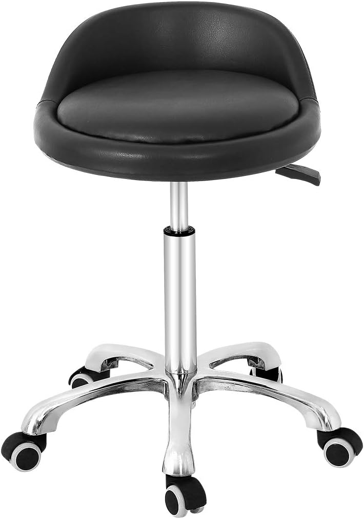 Grace & Grace Professional Gilder Series with Backrest Comfortable Seat Rolling Swivel Pneumatic Adjustable Heavy Duty Stool for Shop, Salon, Office and Home (Extra Large Seat, Grey)