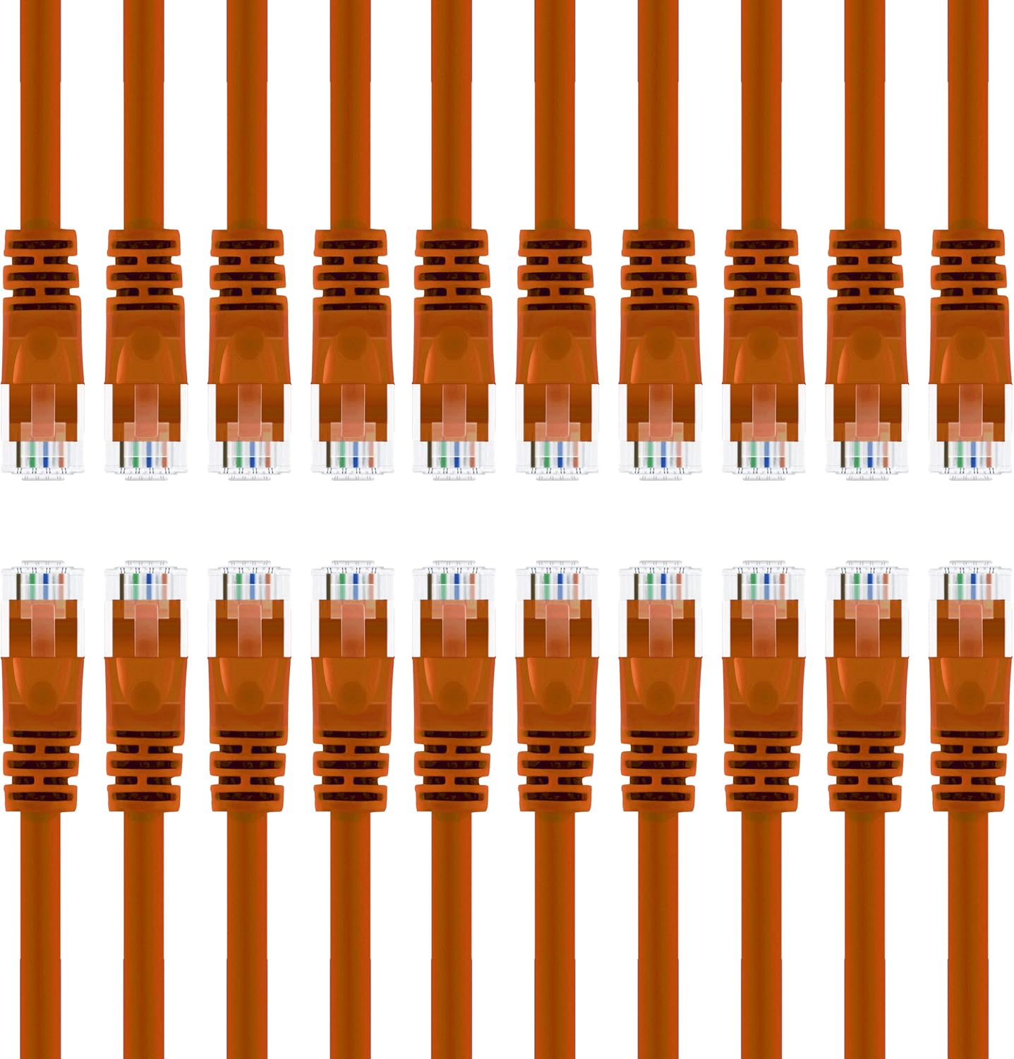 GearIT 24-Pack, Cat 6 Ethernet Cable Cat6 Snagless Patch 6 Feet - Snagless RJ45 Computer LAN Network Cord, Orange - Compatible with 24 48 Port Switch POE Rackmount 24port Gigabit Pack of 2
