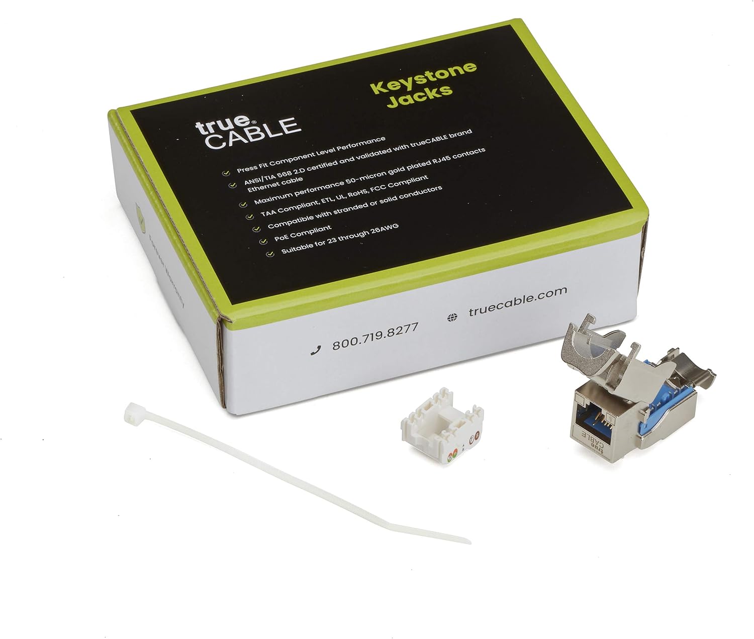 trueCABLE Cat6 Toolless Keystone Jack, Shielded (STP), UL Listed, ETL Verified, ANSI/TIA Certified, Modular RJ45 Female, 12 Pack Pack of 2