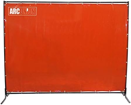 Arc Union PVC Welding Screen Panel with Metal Frame (4x6 ft) - CE EN1598-2011 Norms, Transparent, UV, Flame Resistance Welding Curtain Useful for Workshop, Industrial and Contract Sites - Orange