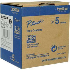 Brother HGE2215PK 3/8 in. Black on White P-Touch Label Tape (5/pack)
