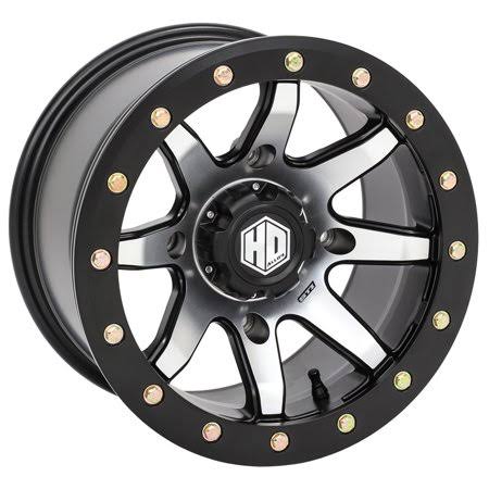 STI HD9 Beadlock Matte Black/Machined ATV Wheel 14x10 4/110 (5+5) [14hb90010]