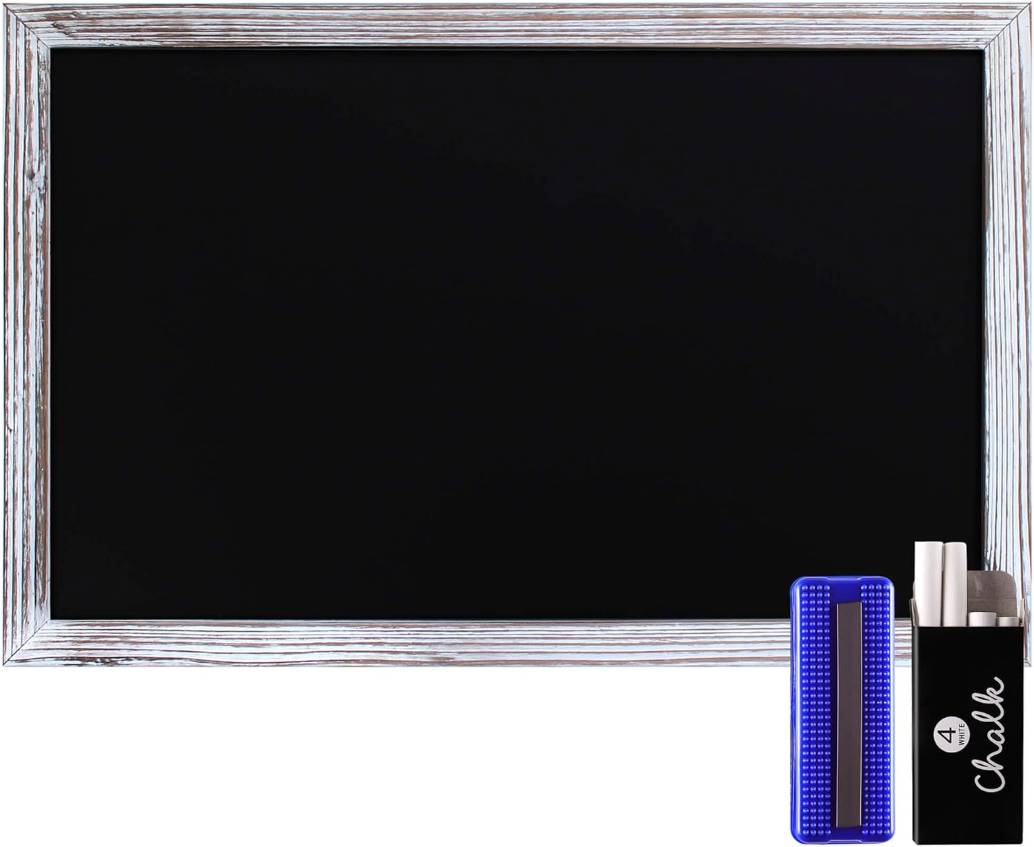 HBCY Creations Rustic Grey Wooden Magnetic Wall Chalkboard, Extra Large Size 24