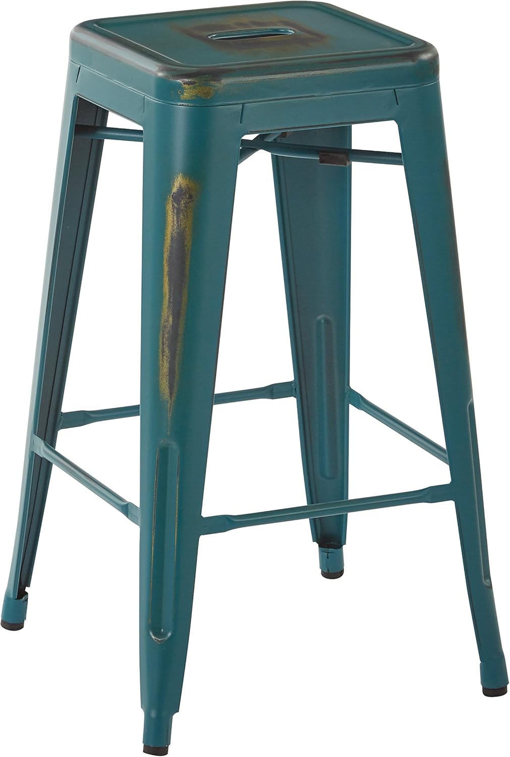 OSP Home Furnishings Bristow Antique Metal Barstool, 26-Inch, Antique Tourquoise, 4-pack