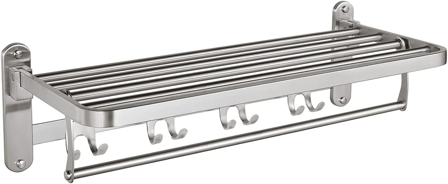 EADOT Foldable Towel Rack for Bathroom Wall Mounted, Multifunctional 24