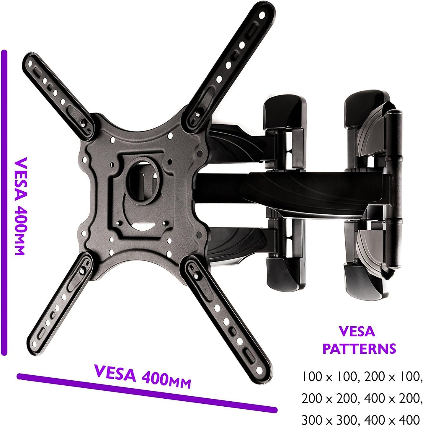 InstallerParts Corner TV Wall Mount for Most 23-55 Inch LED LCD OLED Plasma Flat Screen TVs with Full Motion Swivel and Tilt Articulating Dual Arm - VESA 400x400, Holds 132lbs, HDMI Cable Pack of 2