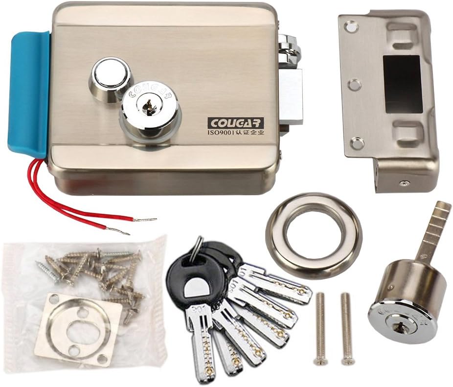 [Upgrade Version] AMOCAM Electric Electronic Door Lock 6pcs Computerized Doted Keys DC 12V Stainless Steel E-lock Support Wooden Glass Metal Door for Video Door Phone Doorbell Intercom Access Control