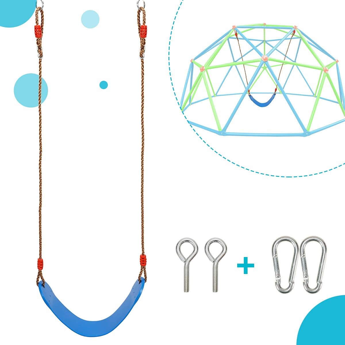 Zupapa Dome Climber Swing with Special Screws Connecting with Any Dome Climbers for Kids, Dome Climber Accessories Pack of 2