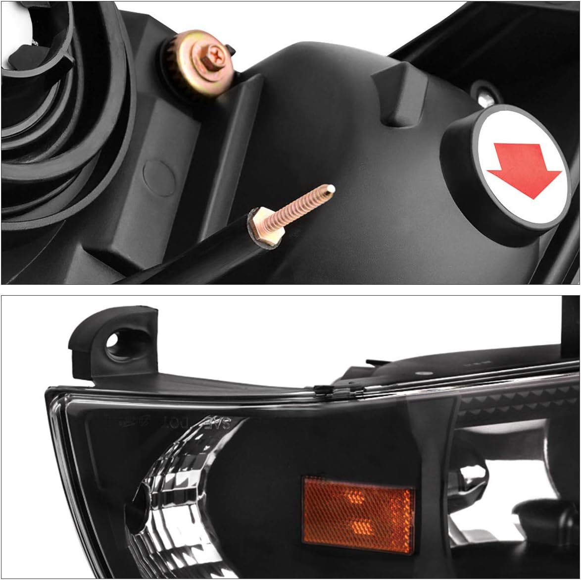 DWVO Compatible with 94-01 Dodge Ram 1500/94-02 Dodge Ram 2500 3500, Black Housing Headlight Assembly, Clear Lens Fog Lights w/Bulbs