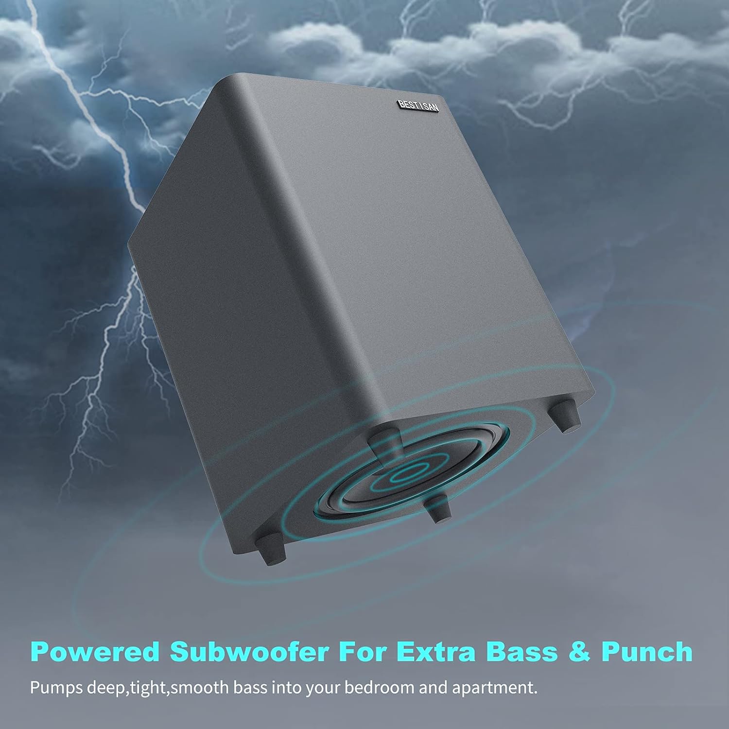 Subwoofer, Powered Home Audio Bestisan Sub with Deep Bass in Compact Design, Easy Integration with Receivers/TV/Home Theater Systems/Speakers, LFE & Stereo Line Inputs & Audio Output, Black Pack of 2