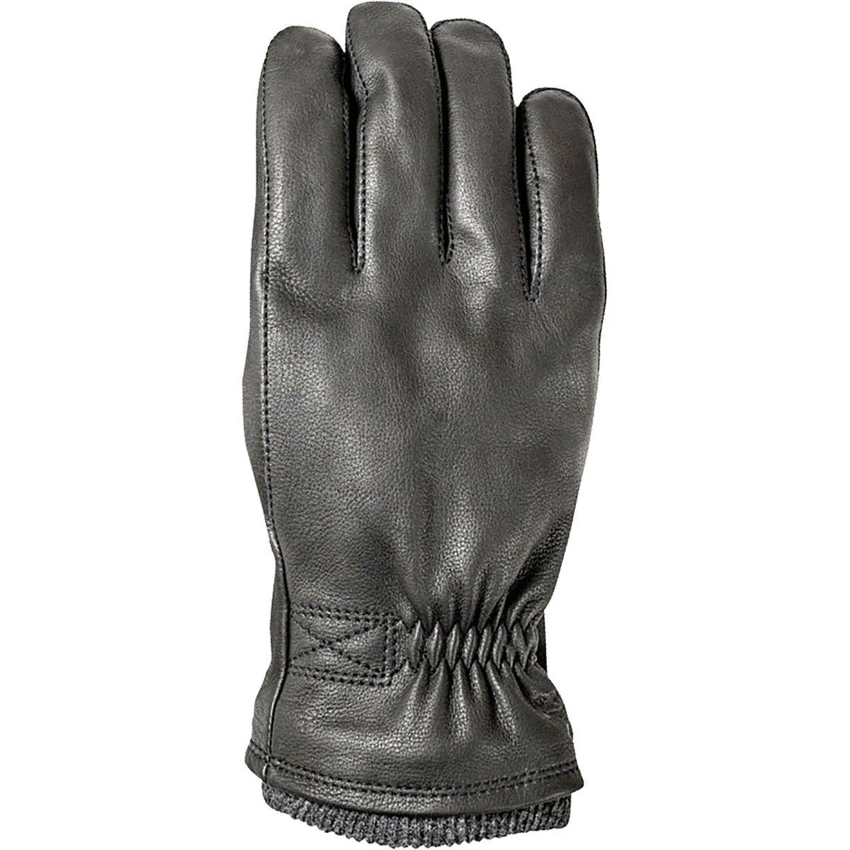 Hestra Deerskin Swisswool Rib Cuff Black 10