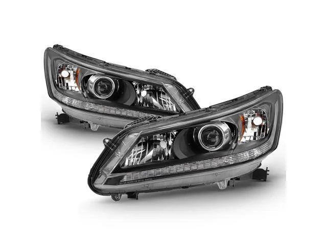 Fits 2013 2014 2015 Honda Accord 4-Door Sedan Halogen Models Headlights - Black