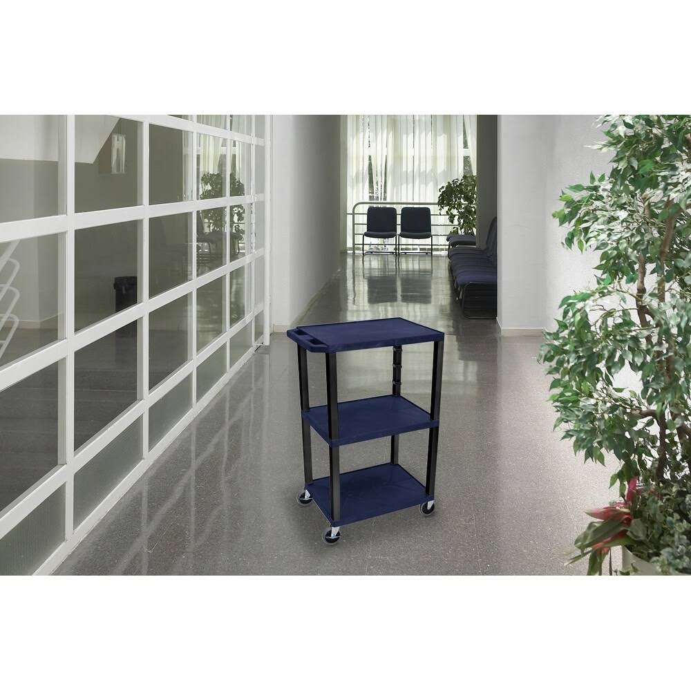 Offex Tuffy 3 Shelf Utility Cart; Black / Navy Blue