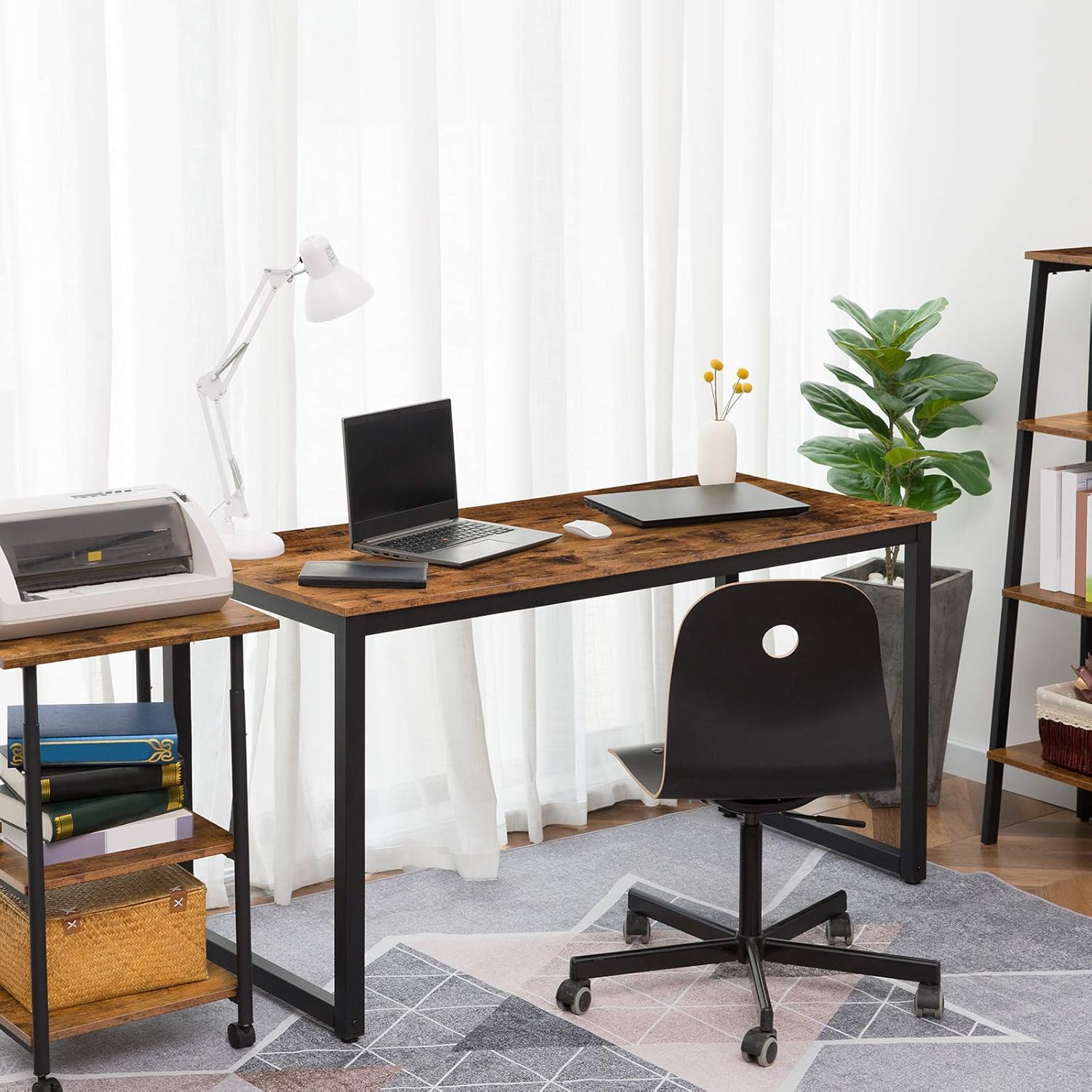 HOOBRO Computer Desk and Lateral File Cabinet Bundle, Home Office Writing Desk, 55.1 x 23.6 x 29.9 Inch Industrial PC Laptop Study Table in Living Room, File Cabinet with Storage Shelves, Rustic Brown Pack of 2