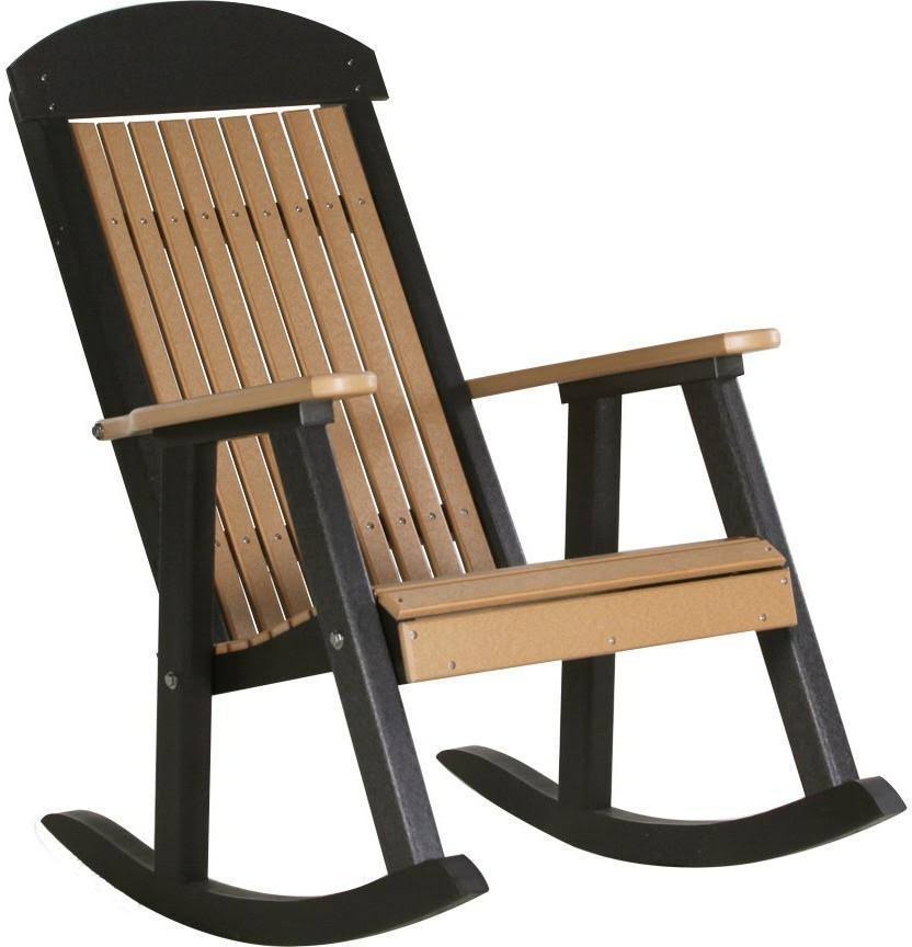 LuxCraft Classic Recycled Plastic Rocking Chair, Cedar on Black