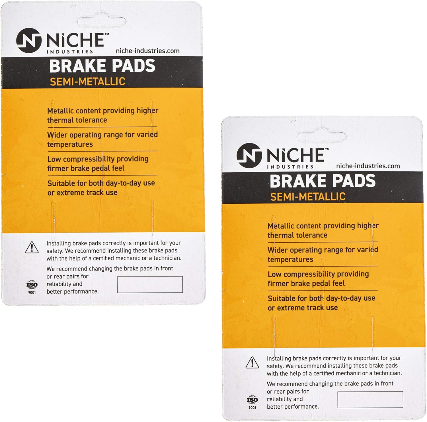 NICHE Front/Rear Right Brake Pad Set for Can-Am 715900380 Semi-Metallic 2 Pack