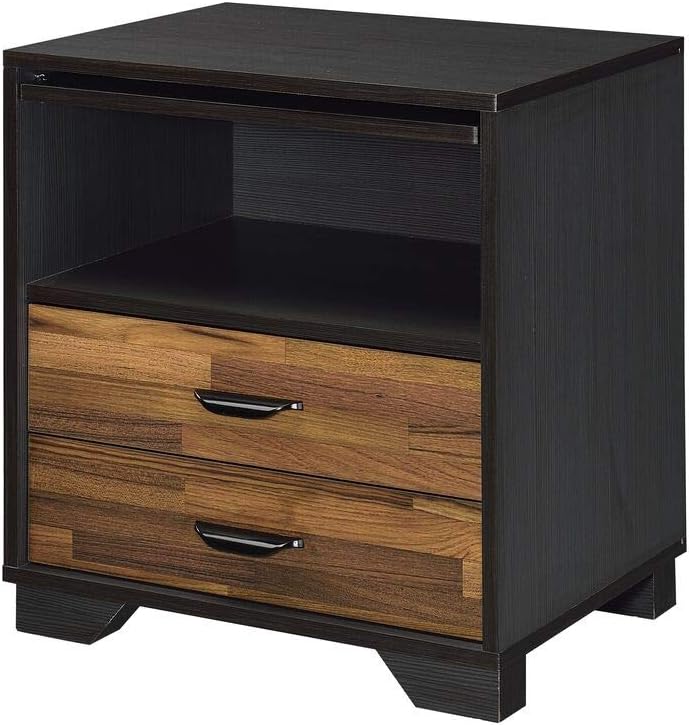 Acme Furniture Milosh Accent Table, Walnut & Espresso