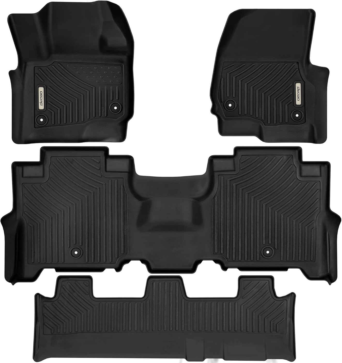 OEDRO Floor Mats 3 Row Liner Set Black Compatible with 2018-2022 Ford Expedition/Expedition Max with 2nd Row Bench Seat, Includes 1st and 2nd 3rd Row: Front, Rear, Full Set Liners