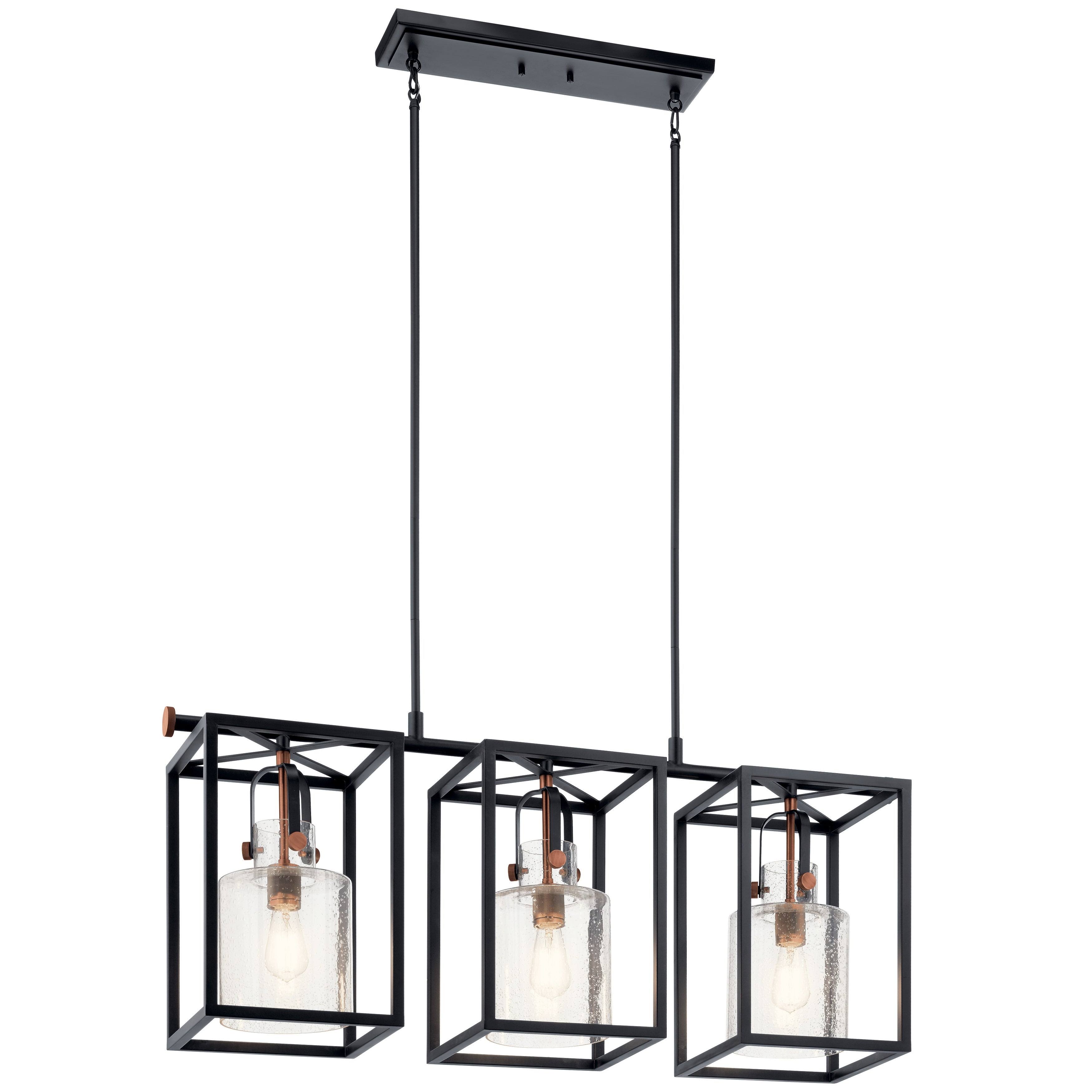 Kichler 52033BK Kitner 3 Light Linear Chandelier Black