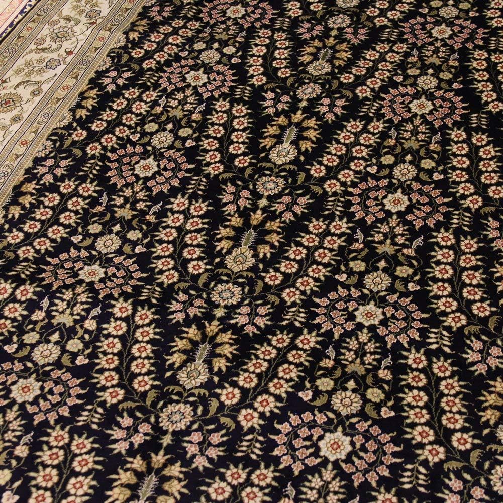 Yilong Carpet 5'x8' Handwoven Persian Rug Black Hereke Silk Carpet for Living Room Bedroom