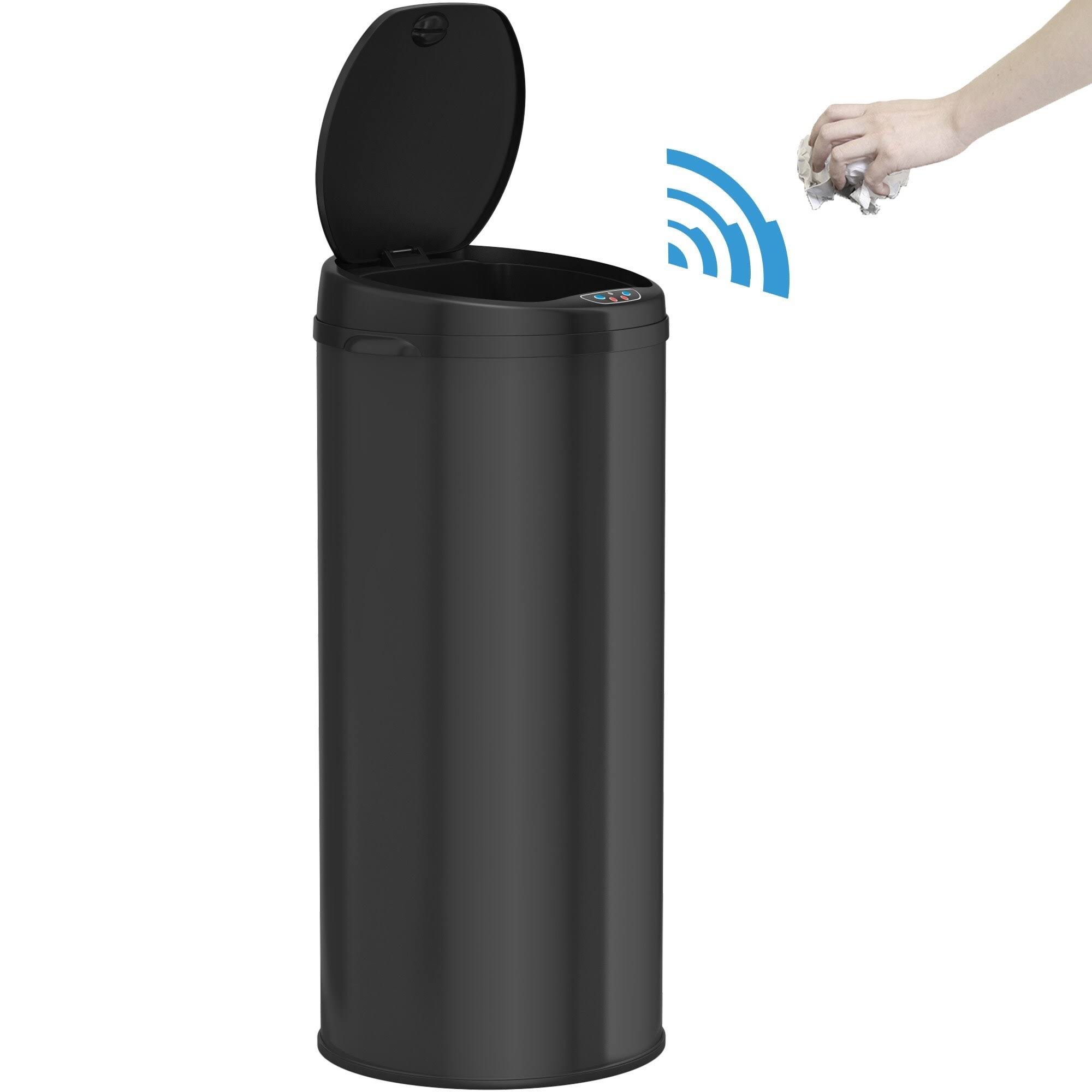 iTouchless Deodorizer - Trash can - round - motion sensor lid - 13 gal - matte black
