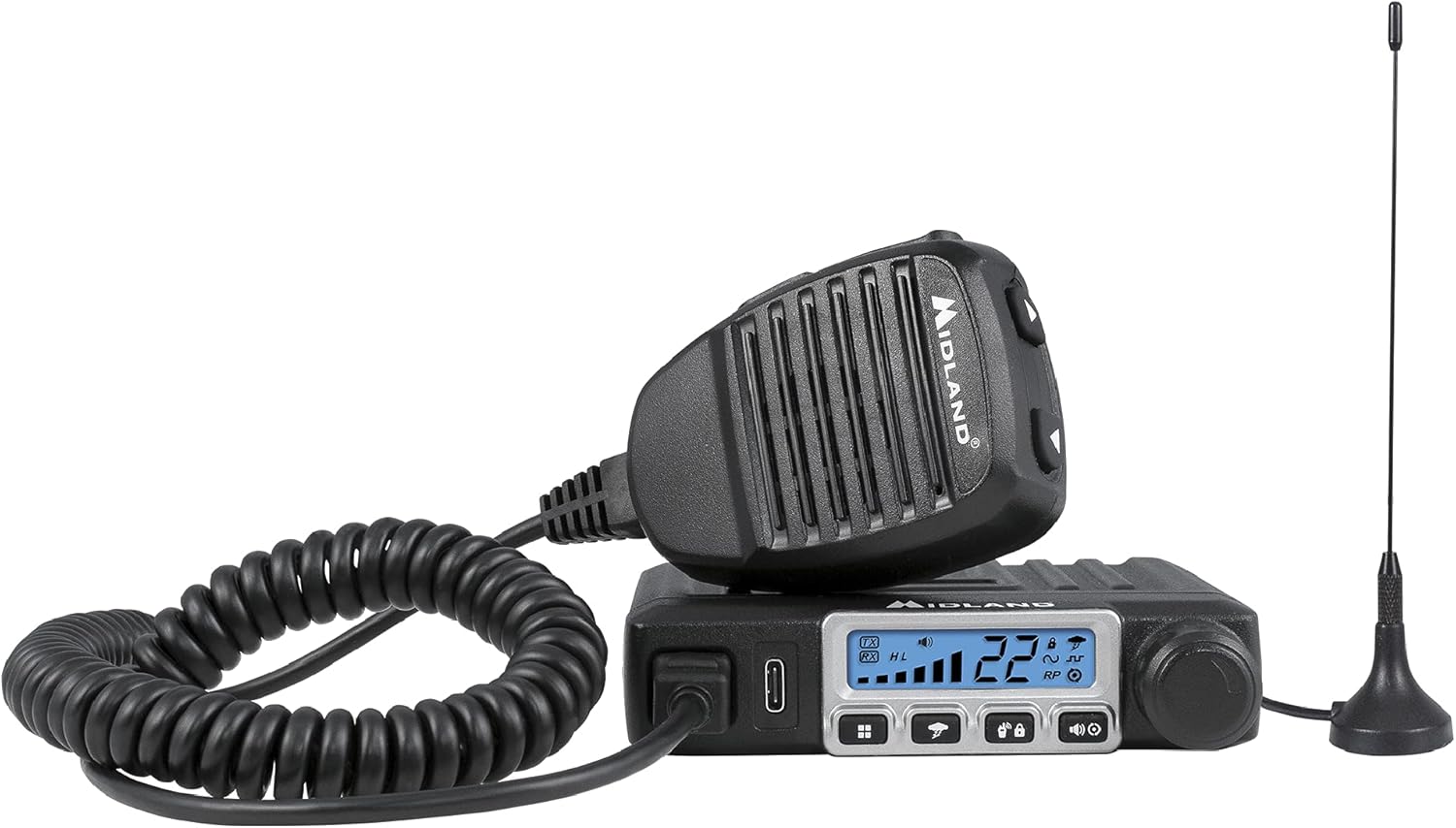Midland - MXT115, 15 Watt GMRS MicroMobile Two-Way Radio - 8 Repeater Channels, 142 Privacy Codes, NOAA Weather Scan + Alert & External Magnetic Mount Antenna (Single Pack) (Black)