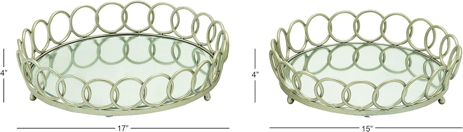 Deco 79 65386 Metal Glass Tray, 15