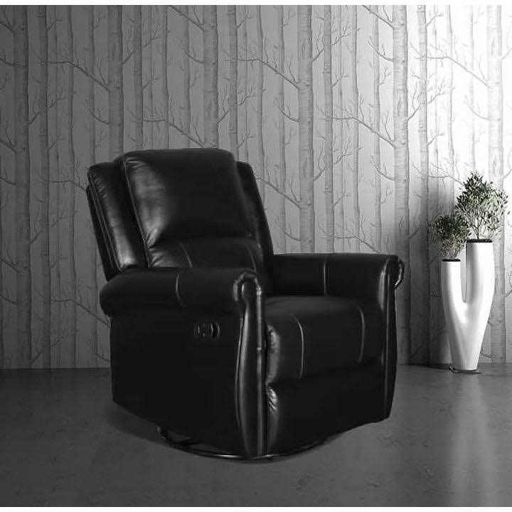 Greatime C2801 PU Manual Recliner w/ Swivel Glider - Black