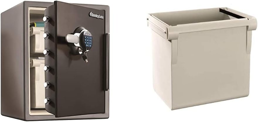 SentrySafe SFW205GQC Fireproof Safe and Waterproof Safe with Dial Combination 2.05 Cubic Feet Gray/Black & 917 File Organizer Accessory, For SFW205 Fire Safes