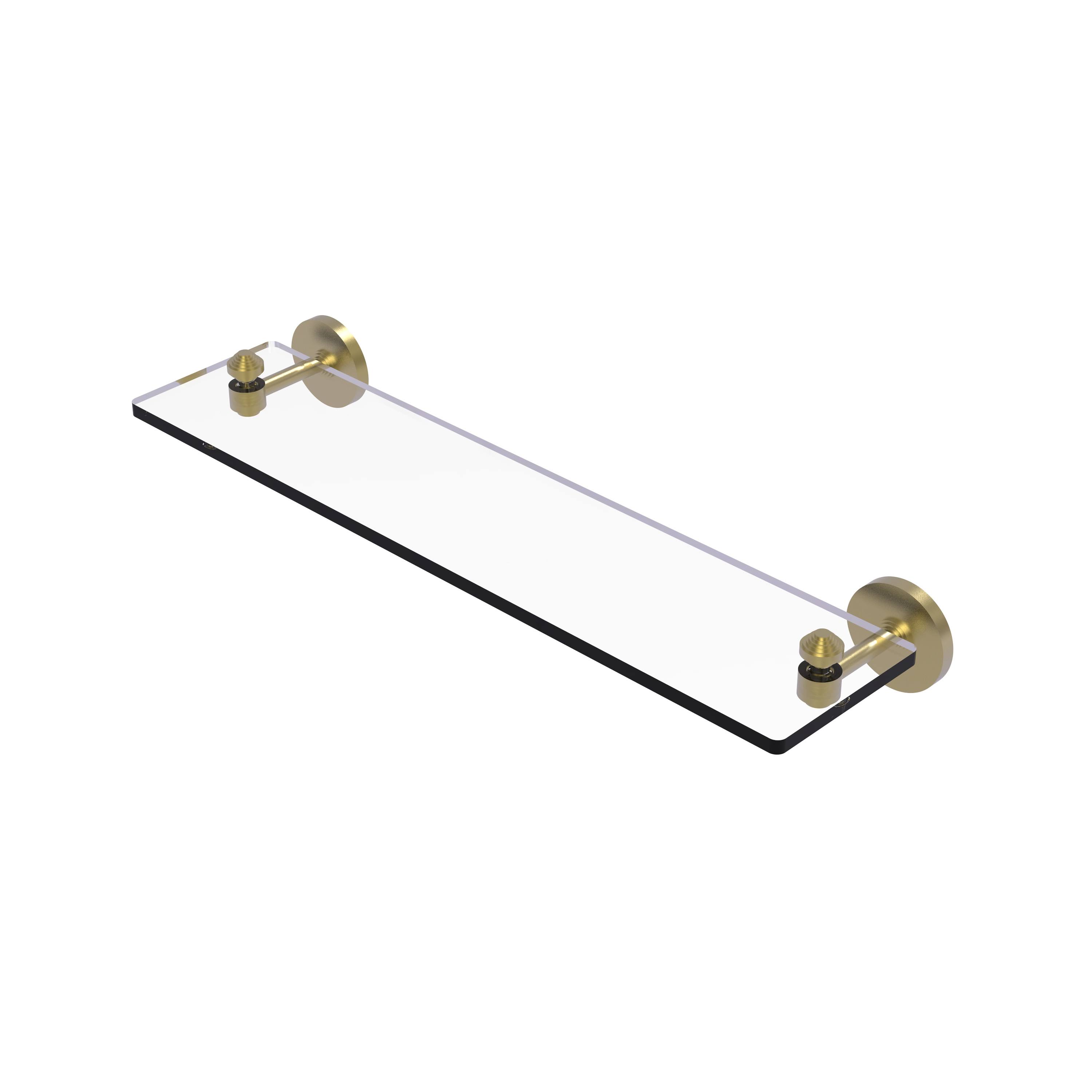 Allied Brass South Beach Collection 22x22 Glass Vanity Shelf with Beveled Edges Satin Brass