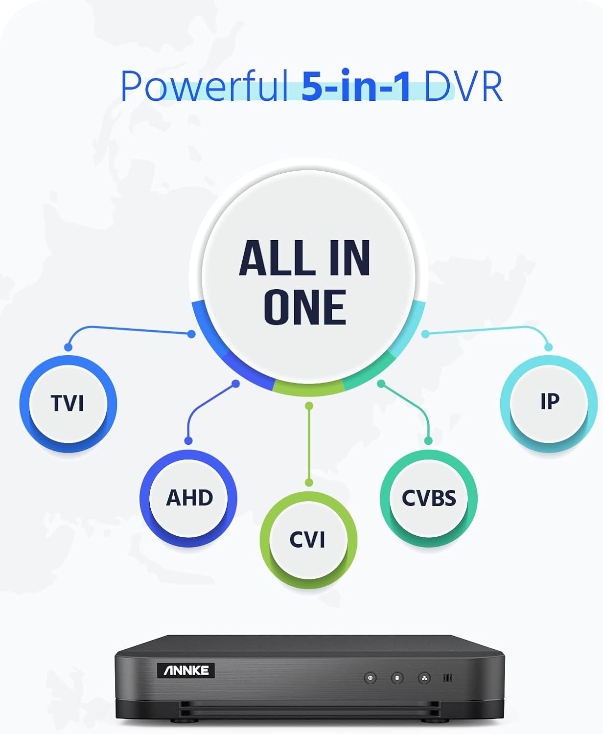 ANNKE 16CH 1080P Lite Hybrid 5-in-1(TVI/AHD/CVI/CVBS/IPC ) CCTV DVR, H.265+ Security 16 Channel Surveillance DVR Recorder with 2 TB Hard Drive, Easy Remote Access, Motion Detection & Emile Alerts
