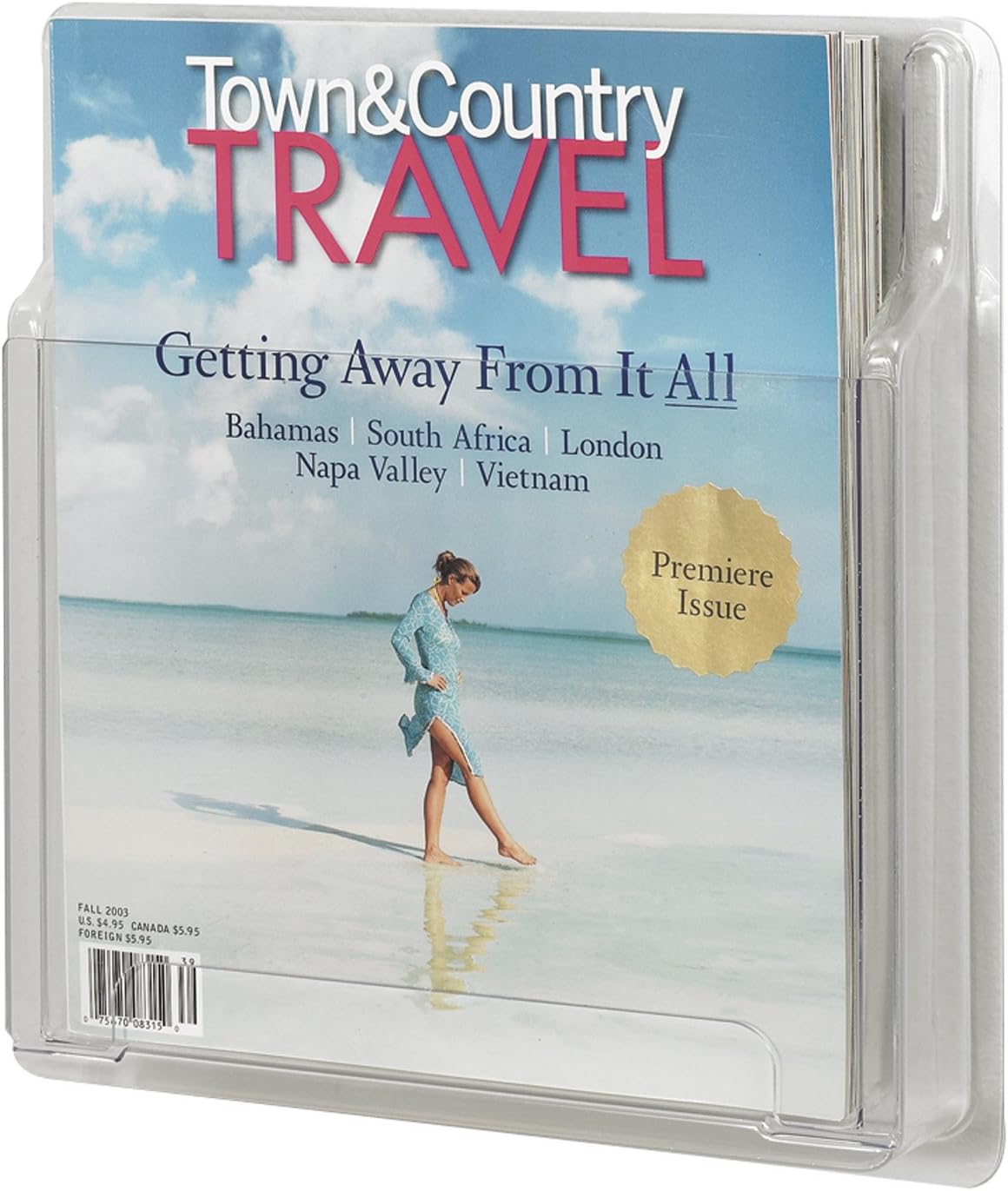 Clear Literature Rack, Combination, 6 Magazine Pockets, 12 Pamphlet Pockets