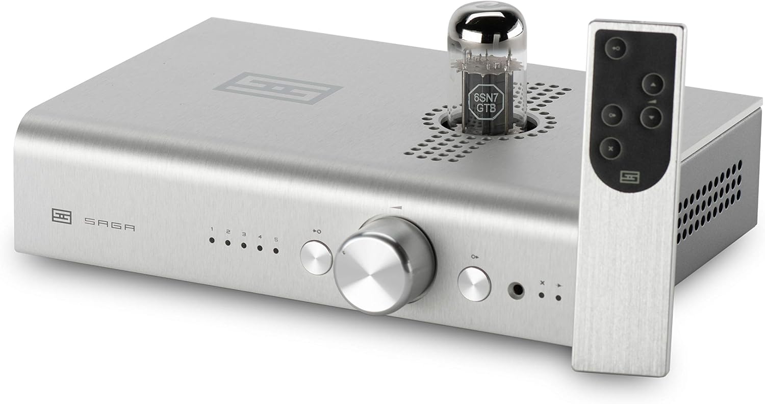 Schiit Saga Plus Active Passive Tube Hybrid Preamp with Remote Control (Silver)