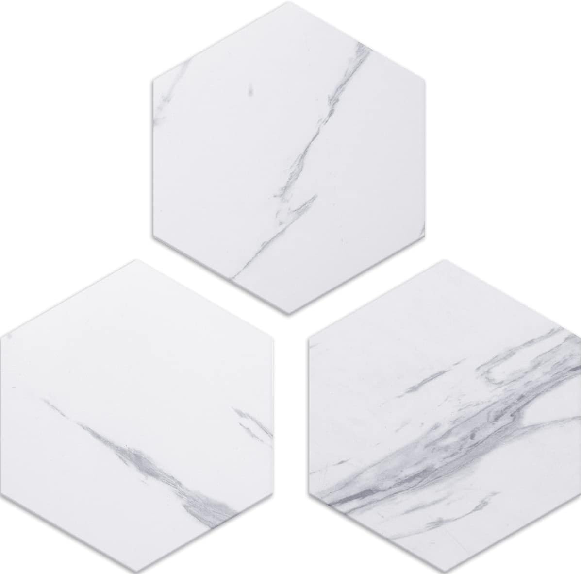 72 Piece Hexagon Tile Peel and Stick Backsplash, Distressed Wood Kitchen Backsplash Peel and Stick PVC Tiles Pack of 2