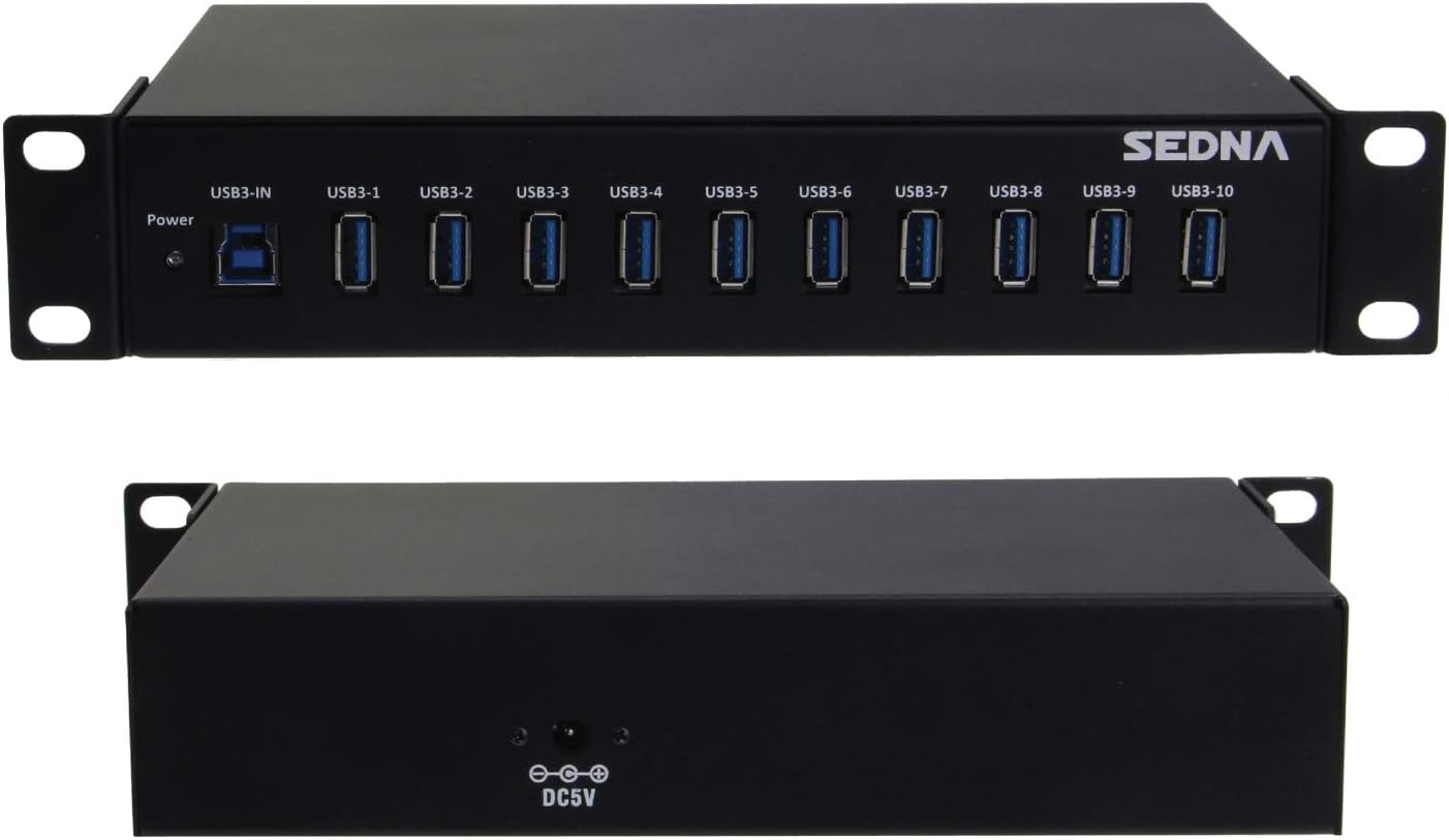 10 Port USB 3.1 Gen I Hub ( 5Gbps ) - 10 Inch 1U Rack Mount