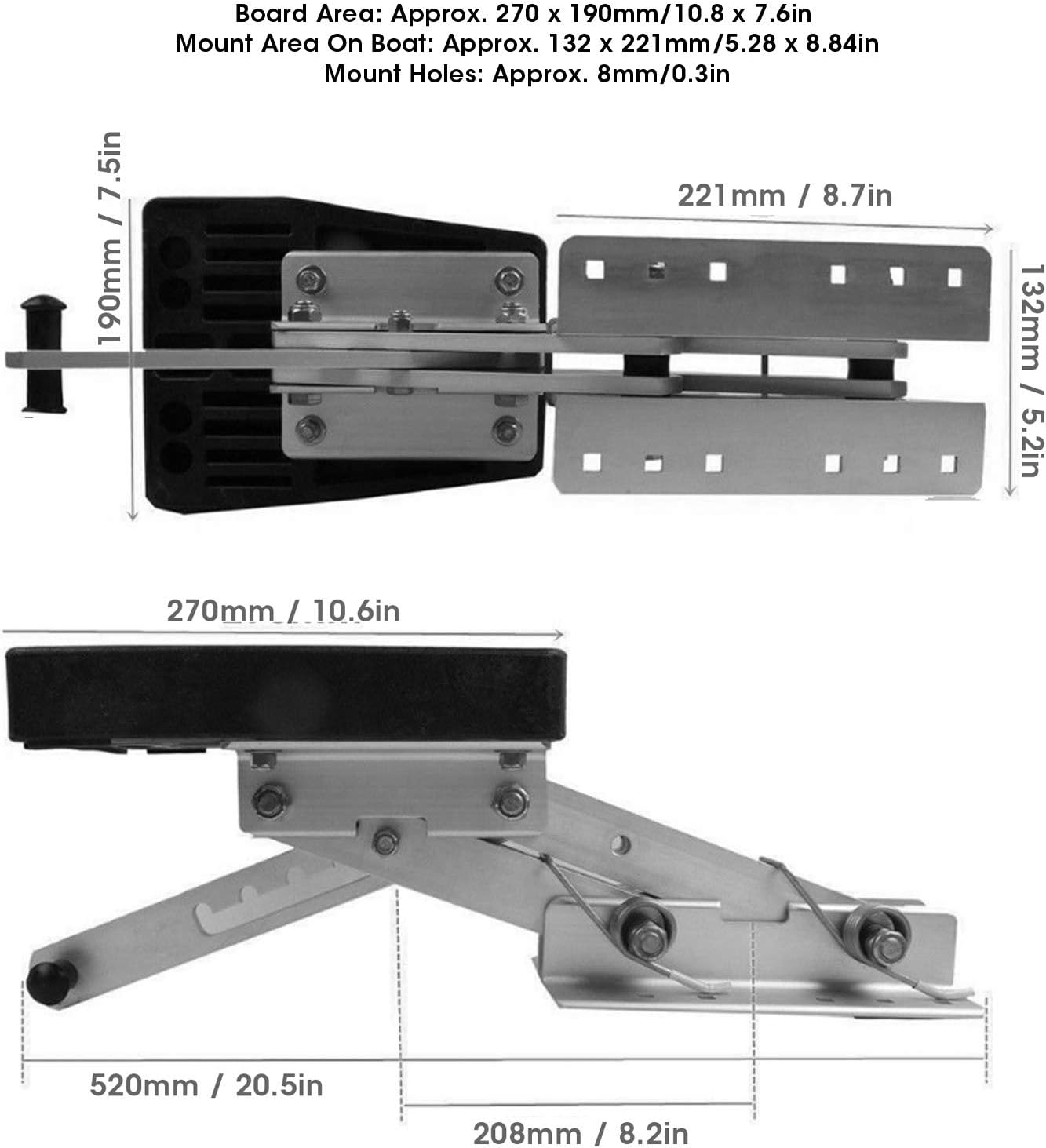 Outboard Motor Bracket Mount Aluminum Adjustable for 2?Stroke 7.5?20HP Kicker Auxiliary Motors
