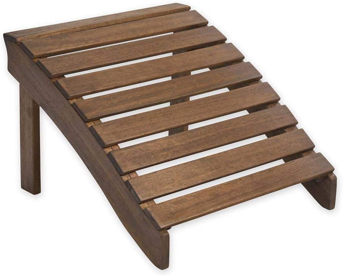 Plow & Hearth Wooden Adirondack Ottoman - 20 W x 22 D x 14.25 H Natural Stain Pack of 2