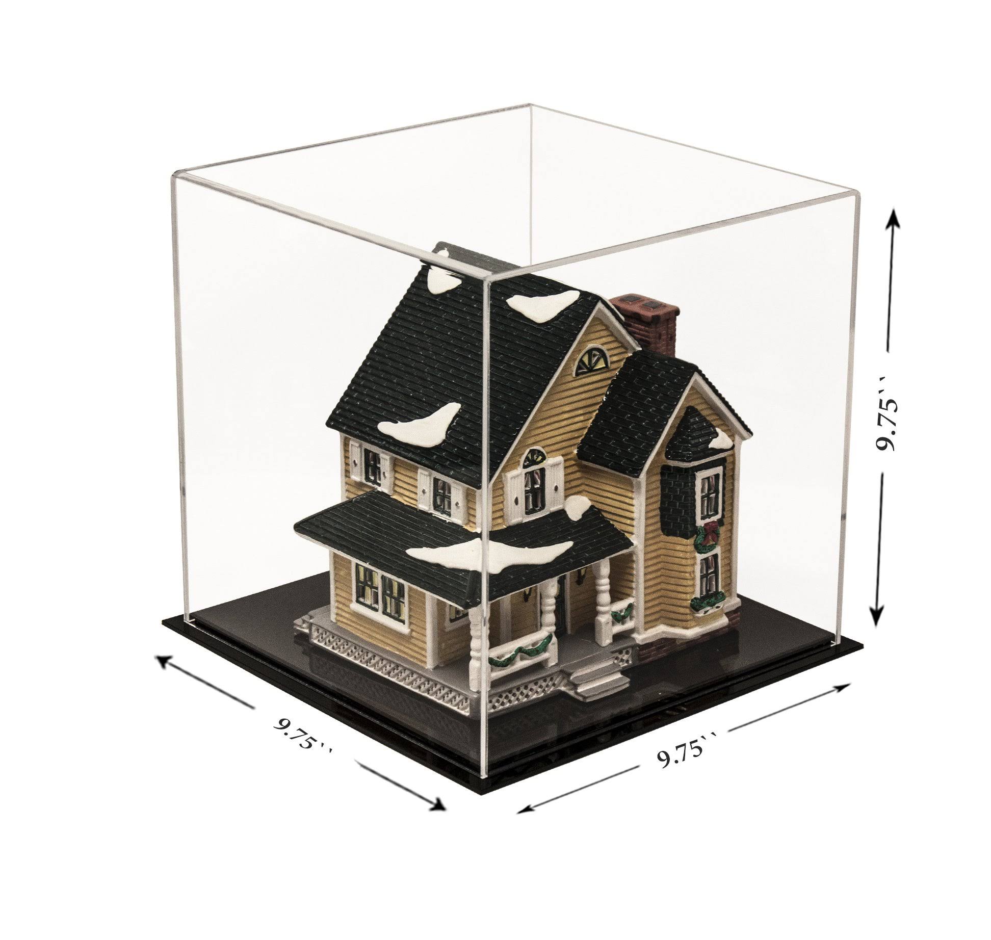 Acrylic Deluxe Clear Display Case - Medium Square Box 9.75 inch x 9.75 inch x 9.75 inch (a027-ds)