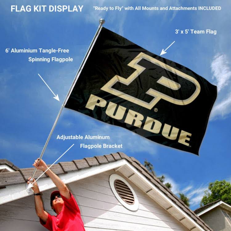Purdue Boilermakers Slanted P Flag Bracket and Pole Set