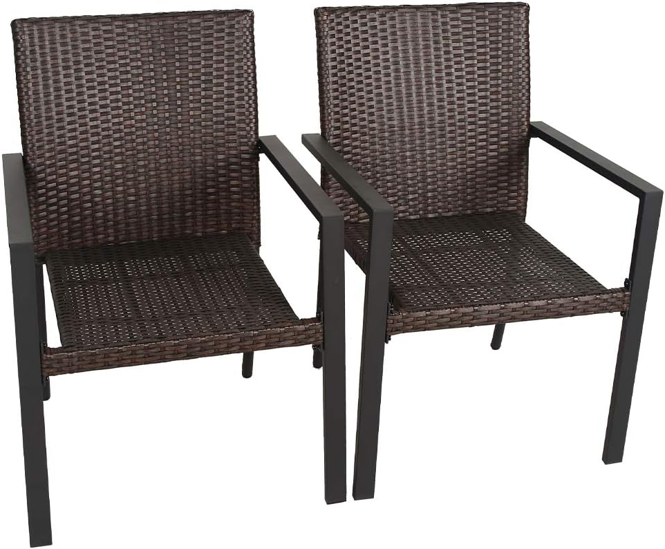 BALI OUTDOORS Gas Firepit Chairs Outdoor Wicker Patio Dining Set, Set of 2 Stackable&nbsp;Outdoor Wicker Chairs for Patio, Garden, Yards, Indoor, Multibrown