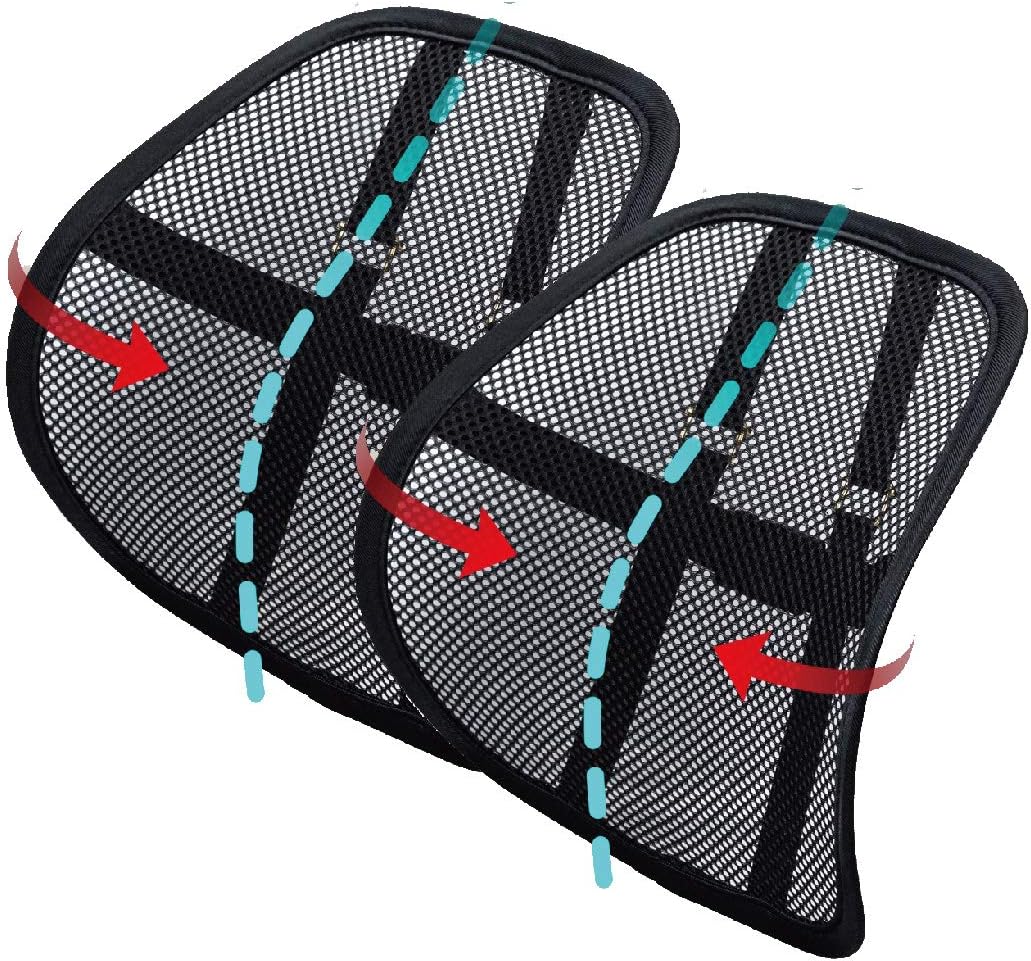 Lumbar Support, Car Lumbar Support with Double Breathable Mesh, Back Lumbar Support for Car and Office Chair ( Black 2 Pack)