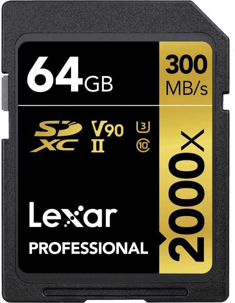 Lexar Professional 2000x 64GB SDXC UHS-II Memory Card Up to 300MB/s Read (LSD2000064G-BNNNU) Bundle w/Deco Gear Accessories Kit Including Reader & Case + LCD Screen Covers + Microfiber Cloth & More