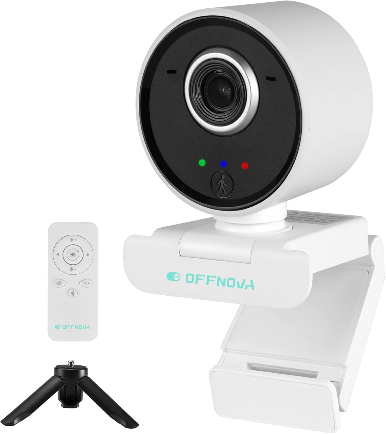 OFFNOVA AI Auto Tracking Webcam with Microphone, 1080P Computer Camera with Remote Control for Calls/Conference/Streaming, YouTube/Zoom/Skype Pack of 2