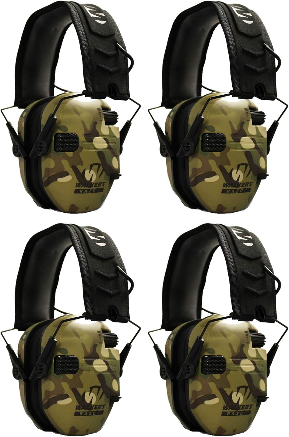 Walkers Razor Slim Electronic Shooting Muffs 4-Pack Bundle, Multi Cam Camo Tan (4 Items)