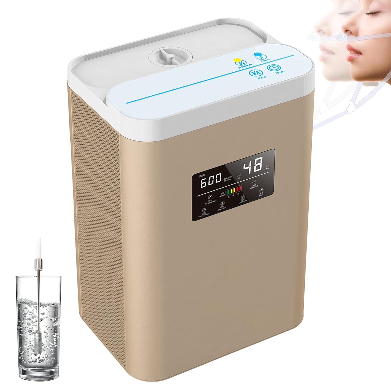 Hydrogen Inhalation Machine 300+300 (600) ml/min Dual-Output Inhaler, Hydrogen Water Generator, SPE PEM Water Ionizer